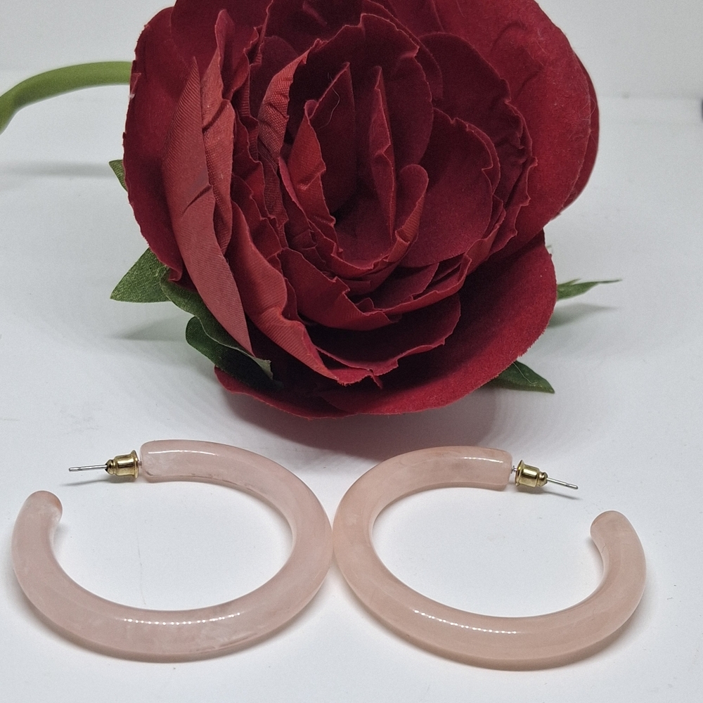 Elegant Pink and  Hoop Earrings